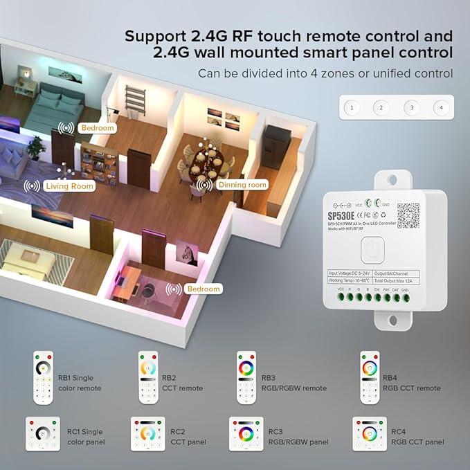 BTF-LIGHTING SP530E WiFi Alexa Bluetooth LED Controller Support PWM Monochrome - Image 4