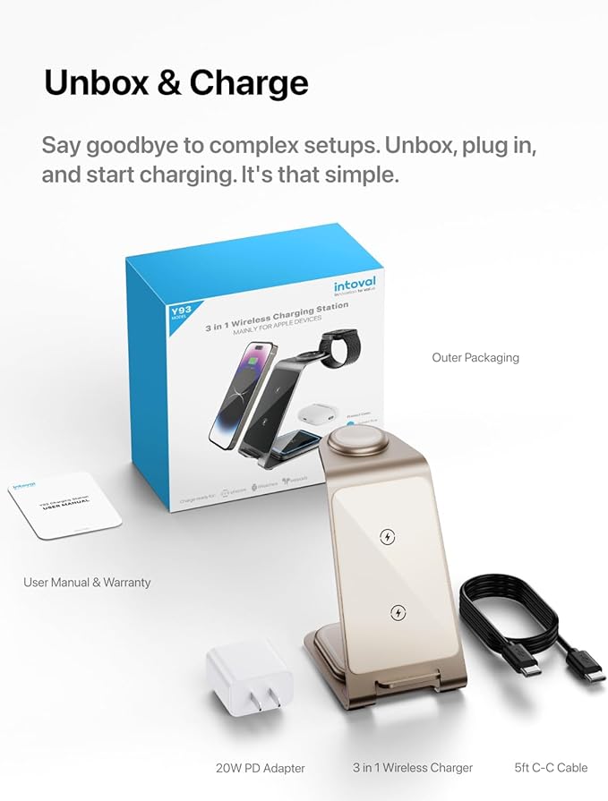 Intoval Aluminum 3 in 1 Wireless Charging Station - Image 9