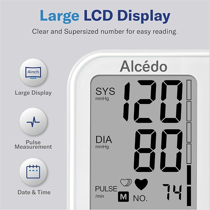 Alcedo Blood Pressure Monitor for Home Use, Automatic Digital BP Machine - Image 4