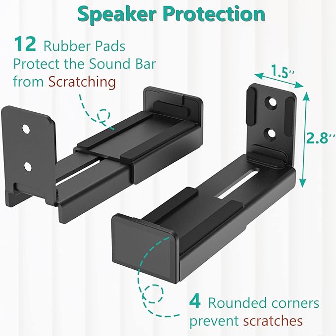 WALI Universal Soundbar Wall Mount, Center Channel Speaker Wall Mount Dual - Image 6