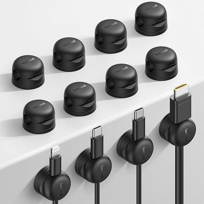 Lamicall 12Pack Rotatable Cord Organizer, Desk Office Nightstand Accessories by Lamicall