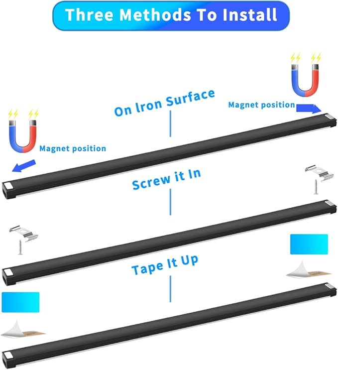 THLIFURE Black Plug in Under Cabinet Light bar - Image 5