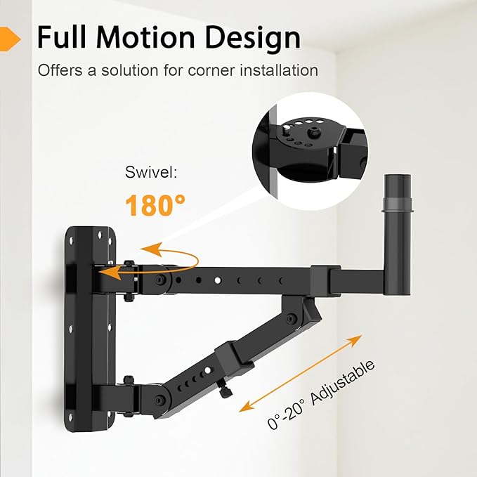Vondynote Set of 2 Speaker Wall Mounts Heavy Duty PA Wall Speaker Mounting - Image 2