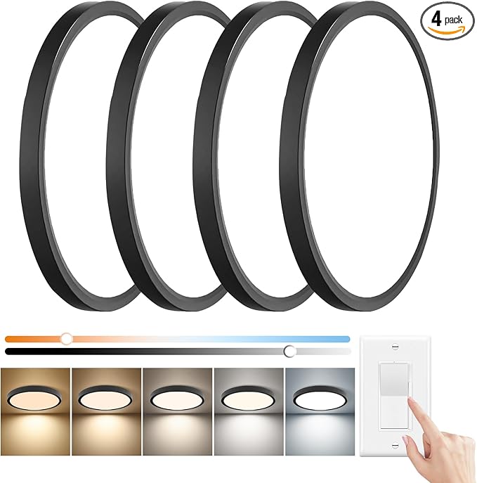 15.8 Inch Dimmable LED Flush Mount Ceiling Light, 3000K/3700K/4000K/5000K/6000K by FY+WISDOM+FLY+LIGHTING