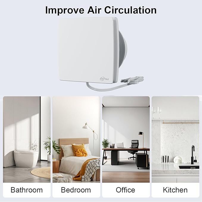 EINTTAX 4 Inch Wall Mount Bathroom Exhaust Fan, 56 CFM Plug in Wall Exhaust Fan - Image 8