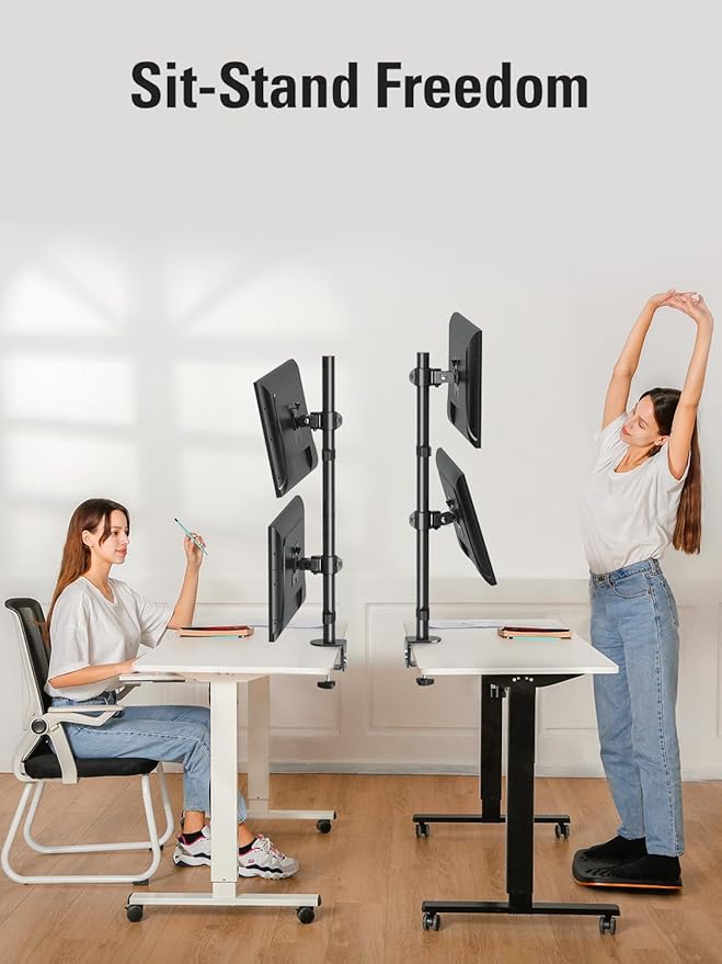 DreamAxis Stable Vertical Dual Monitor Stand, Stacked Monitor Mount - Image 2