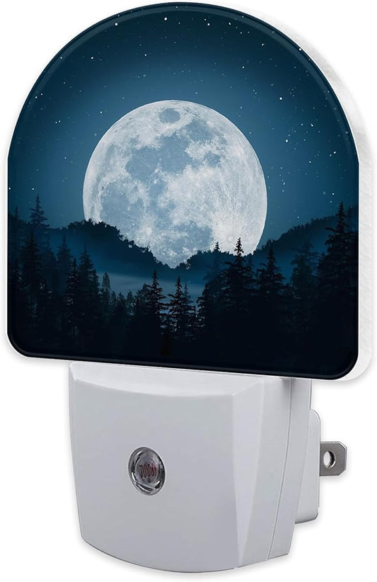Full Moon and Misty Forest Night Light Plug into Wall, Starry Sky and Forest by sndheke