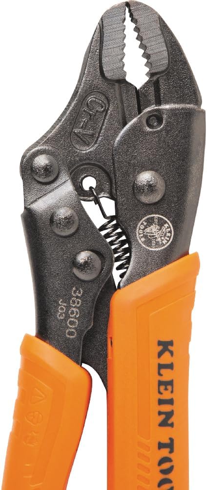 Klein Tools 38600 Curved Jaw Locking Pliers with Quick Release Handles, Intuitive Thumb Knob, High Torque, Mole Grips for Clamping and Gripping, 5-Inch