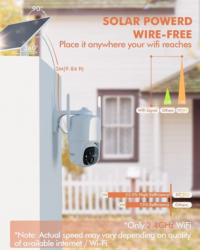 Dzees Solar Security Cameras Wireless Outdoor, 2K Battery Powered Security - Image 2
