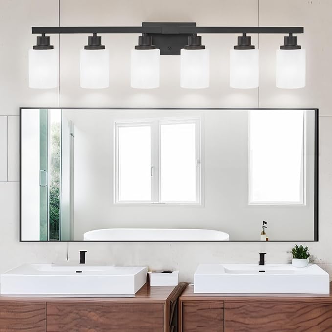 DIKAIDA 6-Light Black Vanity Lights, Matte Bathroom Lighting Fixtures - Image 2