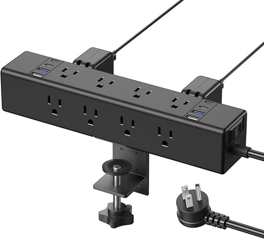 CCCEI Desk Outlet Station 45W USB C Port. 12 Outlet Desktop Clamp Power Strip by CCCEI