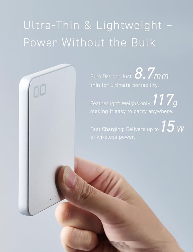 CIO Qi2 Magsafe Charger, 5000mAh Ultra-Slim Magnetic Wireless Charger iPhone - Image 4