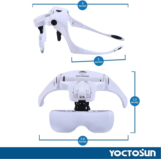 YOCTOSUN LED Head Magnifier, Rechargeable Hands Free Headband Magnifying Glasses - Image 8