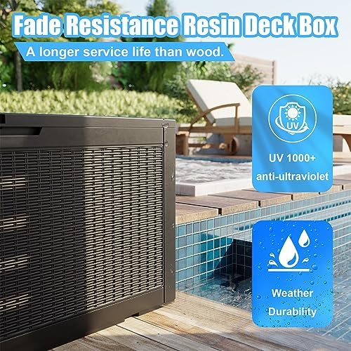 patiozen 120 gallon deck box,resin outdoor storage box, close-up detail