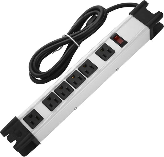 Heavy Duty Surge Protector, 6 Outlet Industrial Power Strip by CCCEI