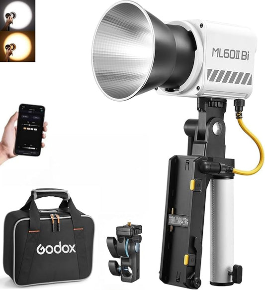 Godox ML60IIBi with Handheld Bracket, 70W Bi-Color LED Video Light, Handheld by GODOX