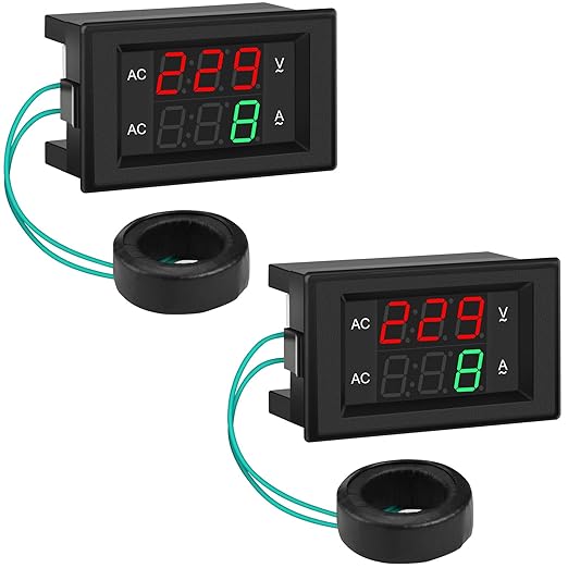 DROK Volt Amp Meter 2pcs, AC 500V 200A Digital Voltmeter Ammeter Panel by DROK