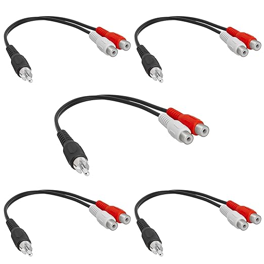Cmple - One RCA Mono Male to Two Stereo Female Y-Cable, Plug to 2 x Jack by Cmple