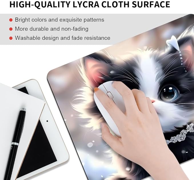 Cute Cat Square Mouse pad, Waterproof, Anti Slip Rubber Base, Computer Mouse pad - Image 3