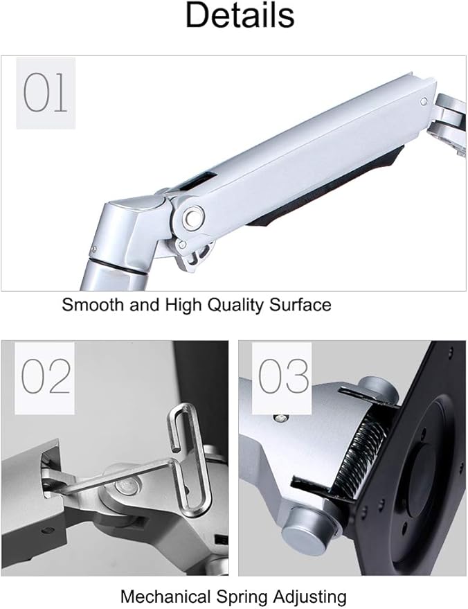 NBGYS XSJ8012WT Aluminum Alloy Mechanical Spring Arm Wall Mount Laptop Holder - Image 6