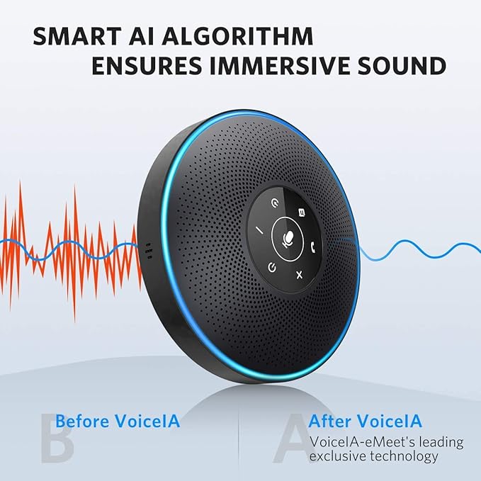 EMEET Bluetooth Speakerphone M2 Black Conference Speaker - Image 5