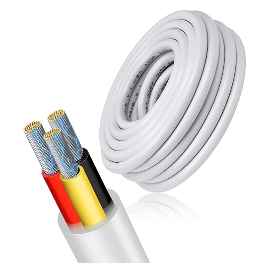 18 Gauge 3 Conductor Electrical Wire, 16.4FT Low Voltage 18/3 Tinned Copper by RESHAKE