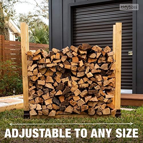 tidyboss 2 pack firewood rack outdoor | 2x4 on a desk or shelf
