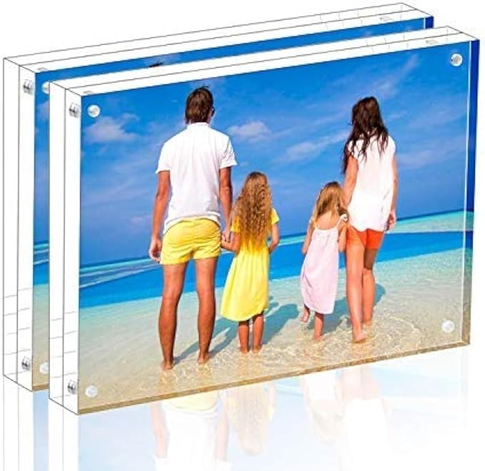 Meetu Acrylic Picture Frame 6x8 Tabletop Photo Frame Magnetic Double Sided by Meetu