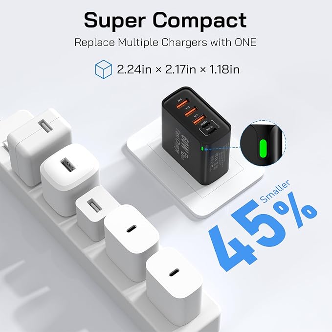 2Pack USB C Fast Charger Block, Total 60W 5-Port USB C Wall Charger 30W Type C - Image 7