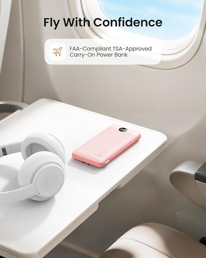 Coowisty Portable Charger Built-in Cables and Wall Plug, 10000mAh Slim USB C - Image 7