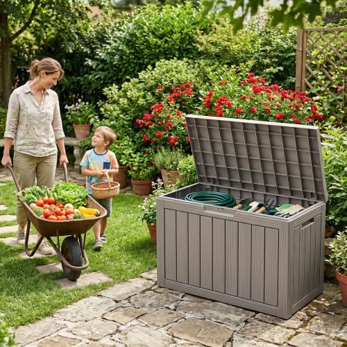 drato 55 gallon outdoor storage box waterproof, lockable, close-up detail