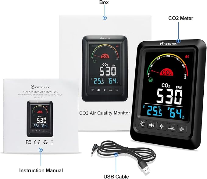 KETOTEK CO2 Monitor Indoor Air Quality Meter - Image 8