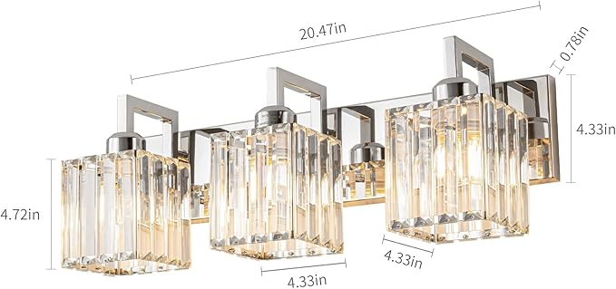 FDPBY Modern Bathroom Vanity Light 3-Lights Chrome Crystal Wall Lamp Bathroom - Image 5