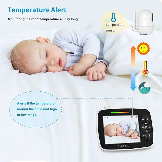 ANMEATE Baby Monitor with Remote Pan-Tilt-Zoom Camera, Large Display Video Baby - Image 5