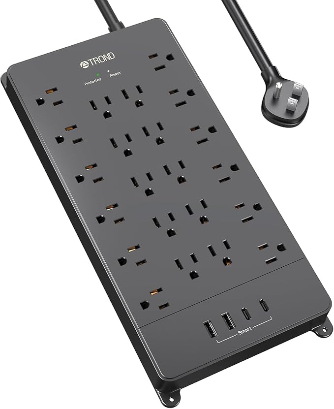 TROND Surge Protector Power Strip, 5ft Flat Plug Extension Cord by TRONDOfficial