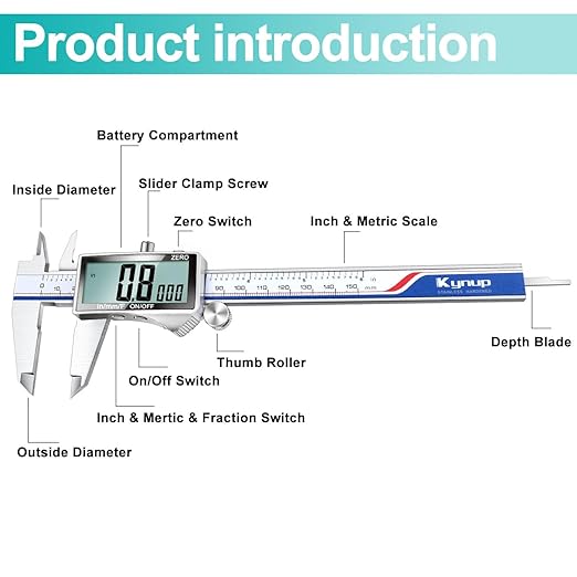 Kynup Digital Caliper Measuring Tool, Vernier Dial Caliper Digital Outside - Image 7