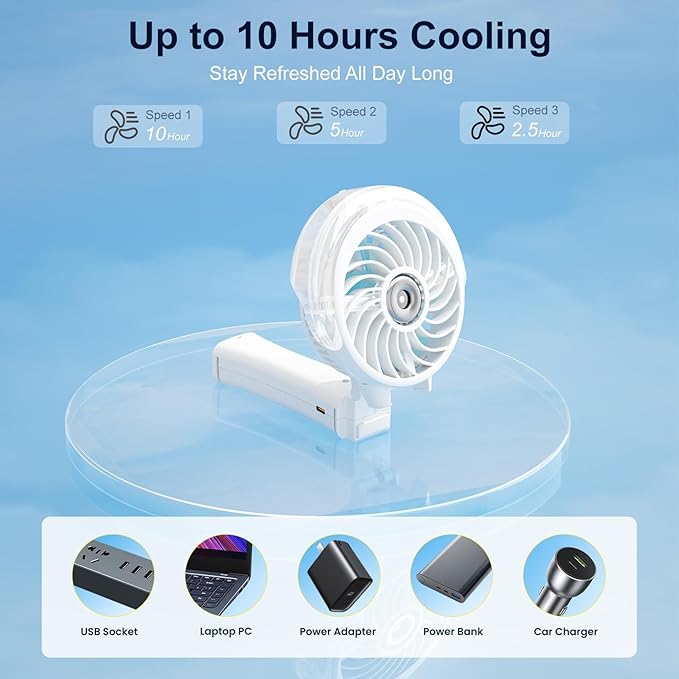 HandFan Upgraded Portable Misting Fan, Handheld Spray Water Mister Fan - Image 9