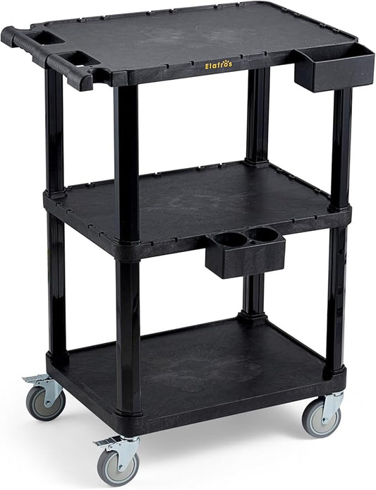 ELAFROS Heavy Duty Utility Cart, 27.5 x 18.25 Inch, 3-Tier Rolling Cart by ELAFROS