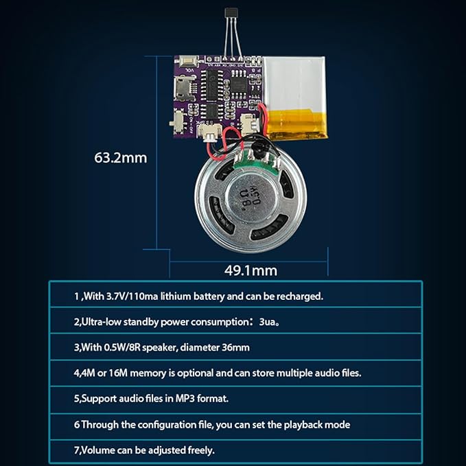 Voice Module, MP3 Music Sound Chips, 16MB Sound Module - Image 3
