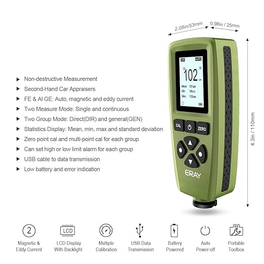 Mil Thickness Gauge, Coating Thickness Gauges, ERAY Paint Depth Gauge Meter - Image 2