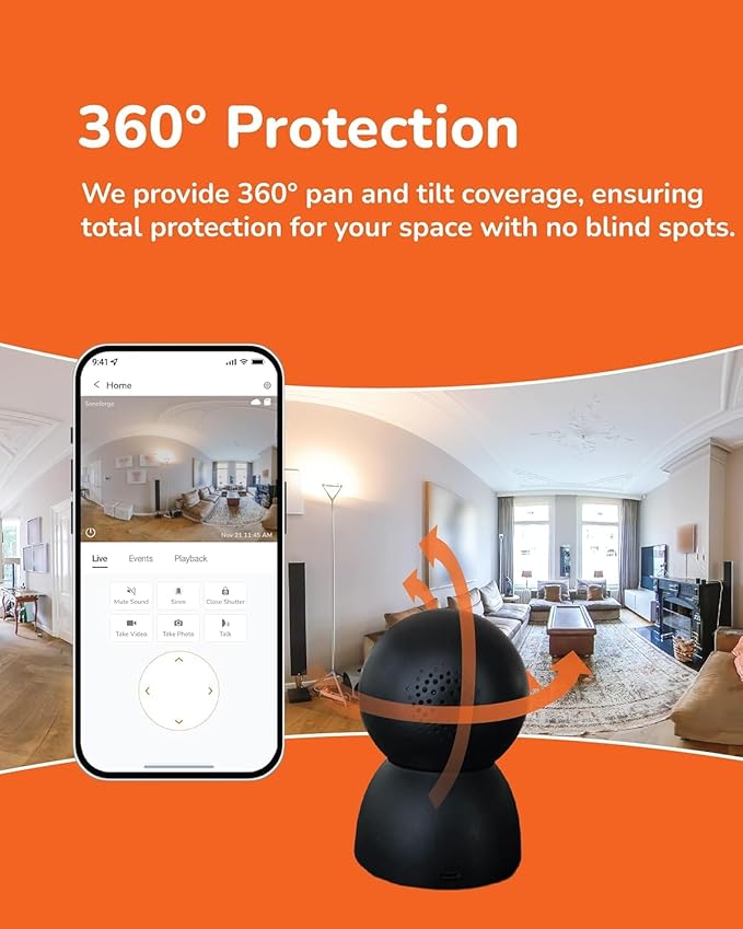 Sensforge 2.5K Indoor Pan-Tilt Dome Security Camera, AI Human & Pet Detection - Image 4