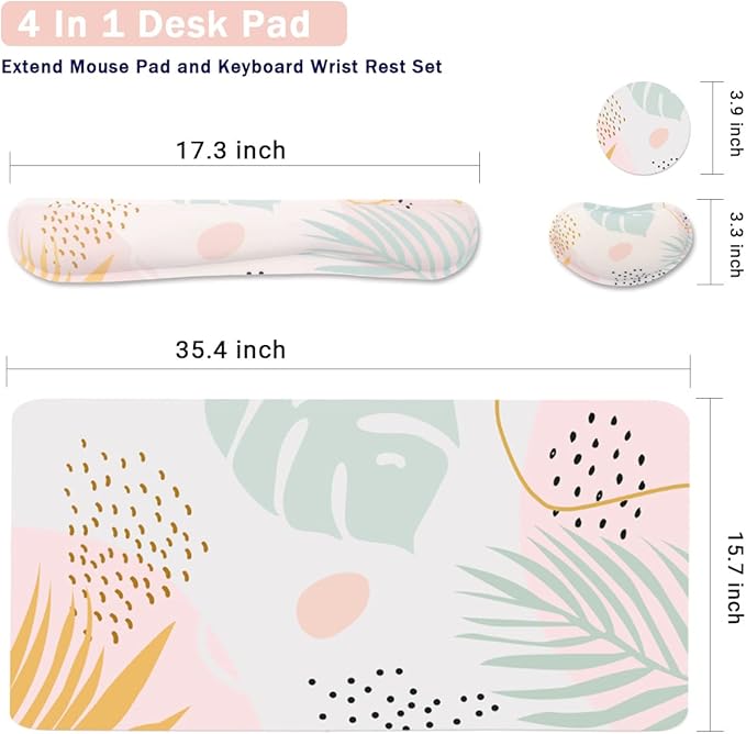Keyboard Mouse Pad Set, Extended Mouse Pad+Keyboard Wrist Rest Support - Image 2