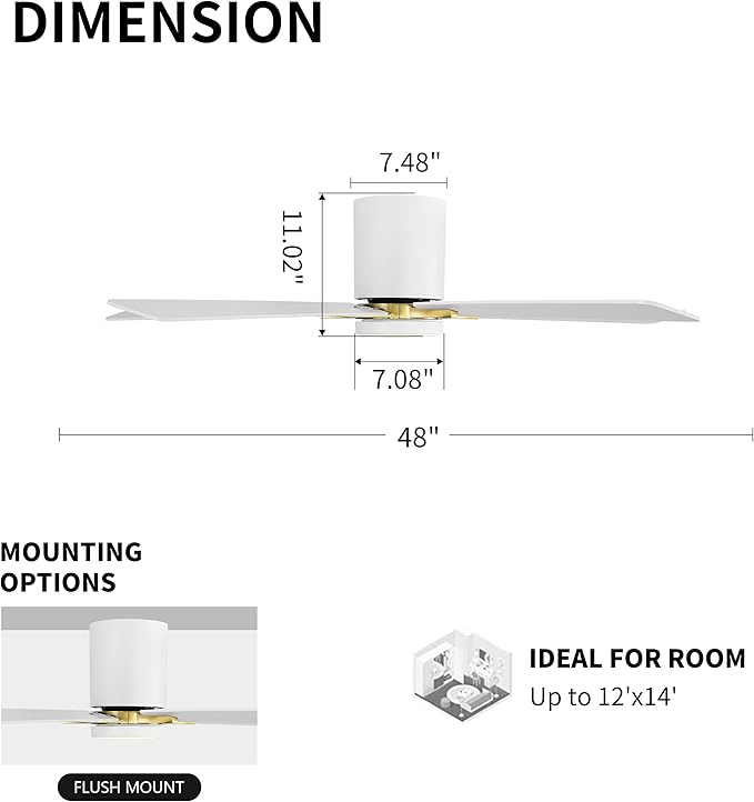 WINGBO 48" DC Flush Mount Ceiling Fan - Image 4