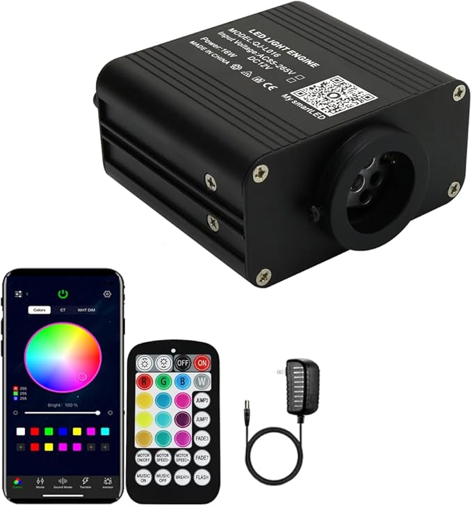 AZIMOM Small Size 16W Twinkle& Sound Activated Fiber Optic Light Source RGBW by AZIMOM