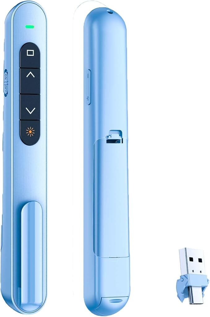 QUI Presentation Clicker for PowerPoint, RF 2.4GHz USB C Wireless Presenter by QUI