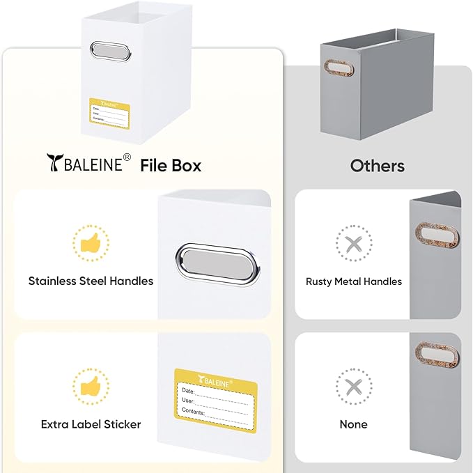 BALEINE File Organizer Box, Cardboard File Folder Organizer - Image 5