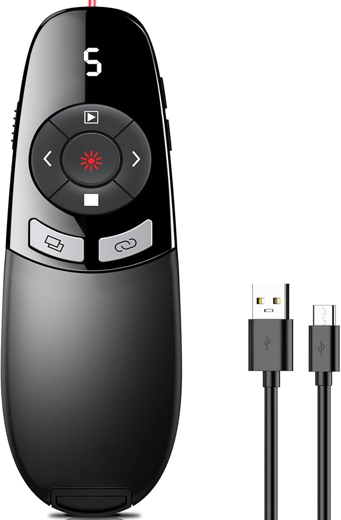 Rechargeable Presentation Clicker Wireless Presenter Remote w Laser Pointer by HEYLACOOLX