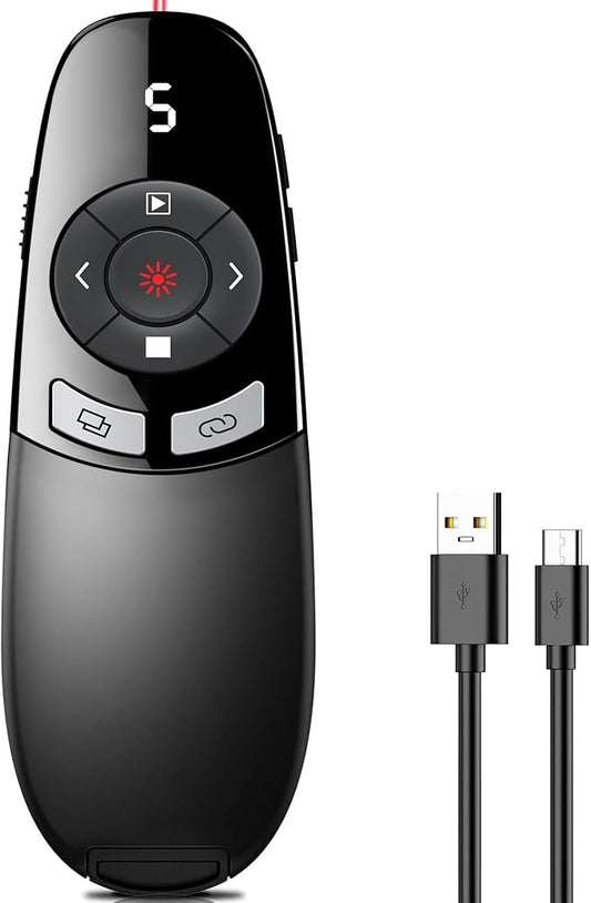 Rechargeable Presentation Clicker Wireless Presenter Remote w Laser Pointer by HEYLACOOLX