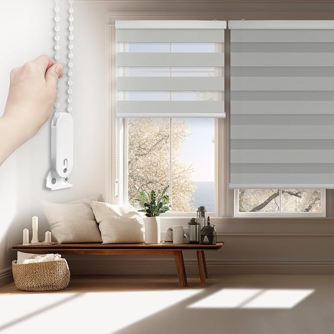 FOIRESOFT Standard Custom Blackout Zebra Roller Blinds Dual Layer Privacy Shade by Foiresoft