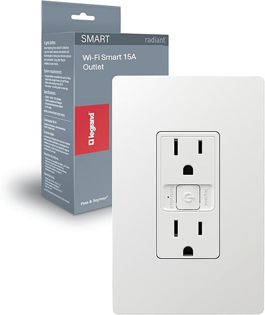 Legrand Radiant® Wi-Fi Matter Smart Outlet 15A, Effortless Setup, Enhanced by Legrand-PassSeymour